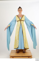  Photos Woman in Historical Dress 13 15th century Medieval clothing a poses blue Yellow and Dress whole body 0001.jpg